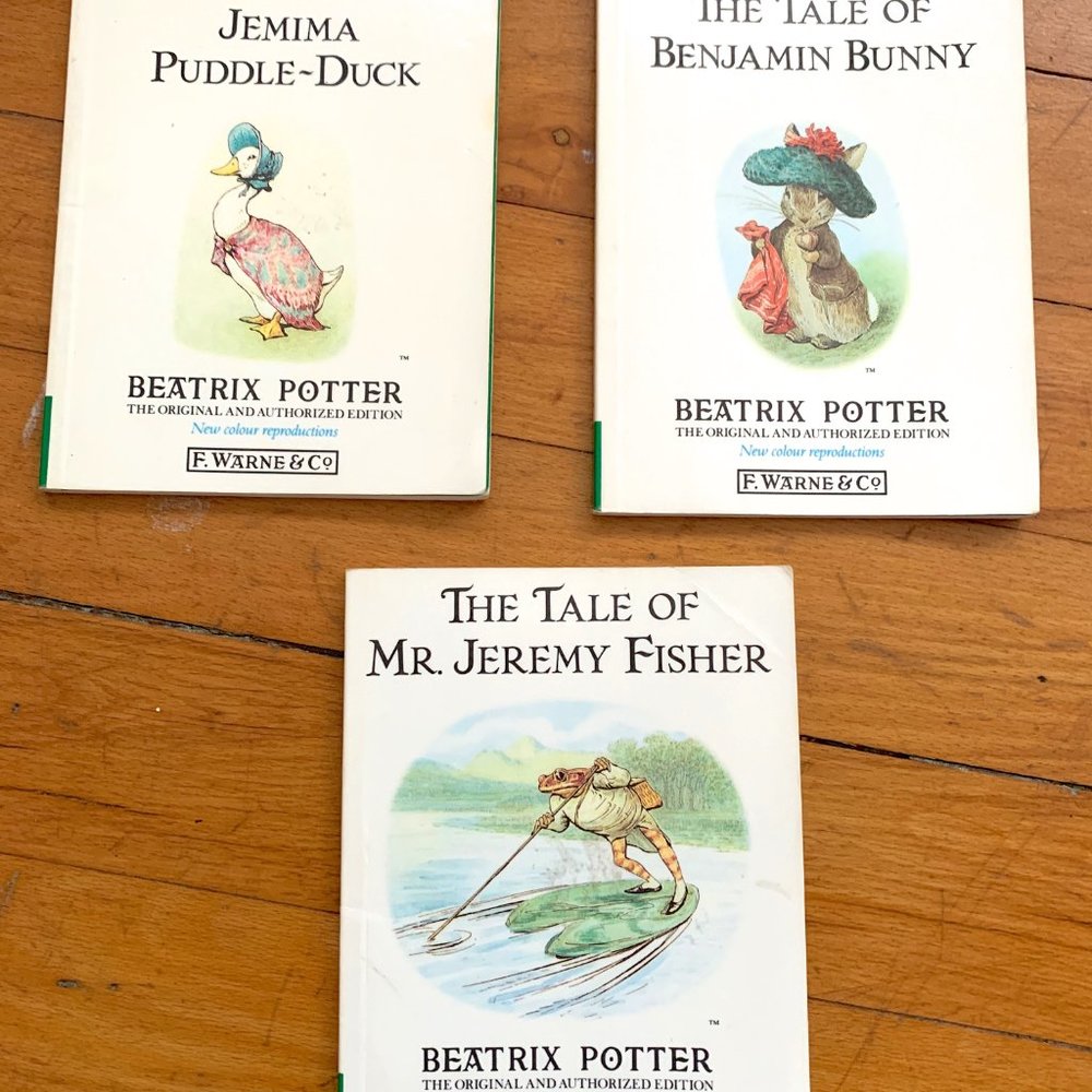 3 Beatrix Potter Books Jemima PuddleDuck, Jeremy Fisher, Benjamin Bunny
